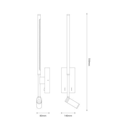 LED Lampada da parete TORCH LED/6W/230V + LED/3W nera