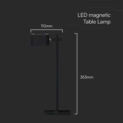 LED Lampada da tavolo magnetica dimmerabile 4in1 LED/3W/5V 3000-6000K 1800 mAh nero