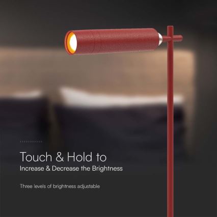 Lampada da tavolo magnetica dimmerabile 3in1 LED/3W/5V 4000K 1500 mAh rosso