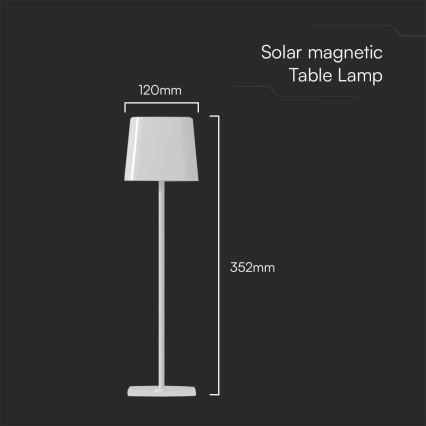 LED Lampada da tavolo solare dimmerabile a sfioramento magnetico ricaricabile LED/5W/5V 3000-6000K 3600 mAh IP65 bianco