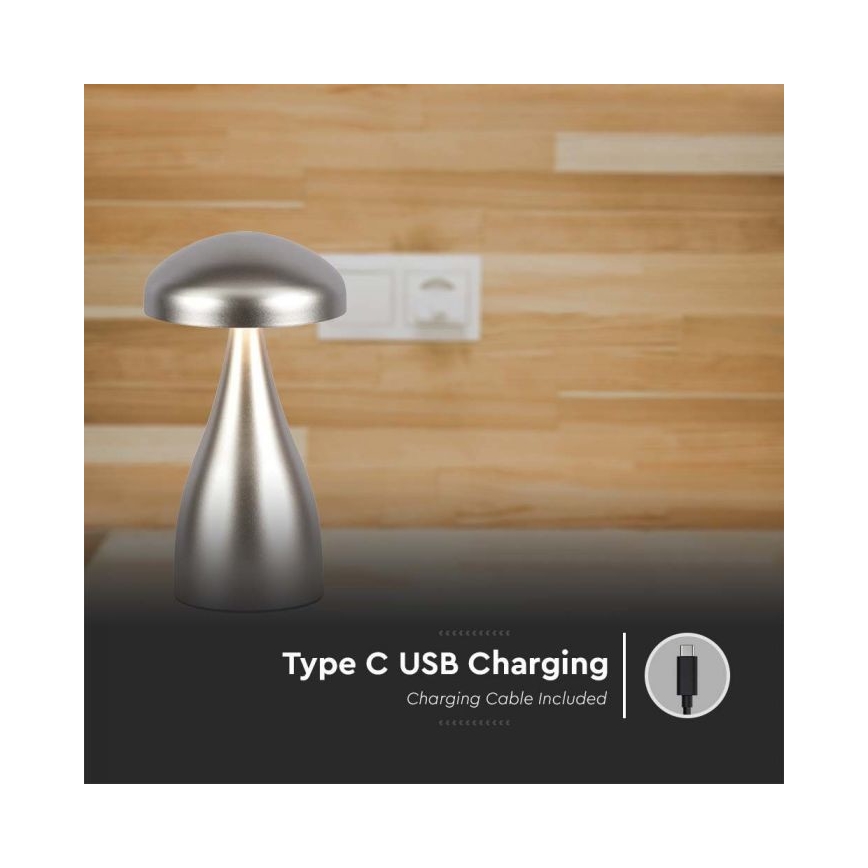 LED Lampada da tavolo touch ricaricabile e dimmerabile LED/1W/5V 3000-6000K 1800 mAh argento