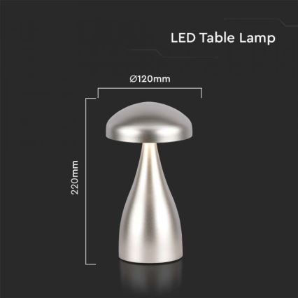 LED Lampada da tavolo touch ricaricabile e dimmerabile LED/1W/5V 3000-6000K 1800 mAh argento