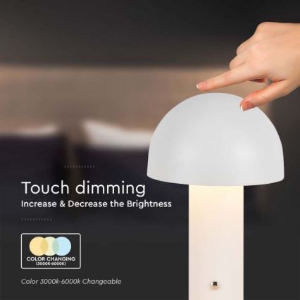 LED Lampada da tavolo touch ricaricabile e dimmerabile LED/1W/5V 3000-6000K 1800 mAh bianco