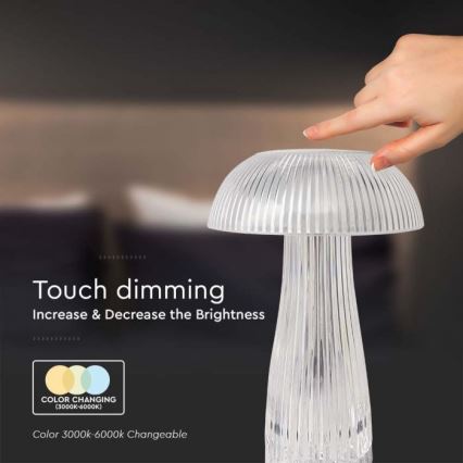 LED Lampada da tavolo touch ricaricabile e dimmerabile LED/1W/5V 3000-6000K 1800 mAh limpido