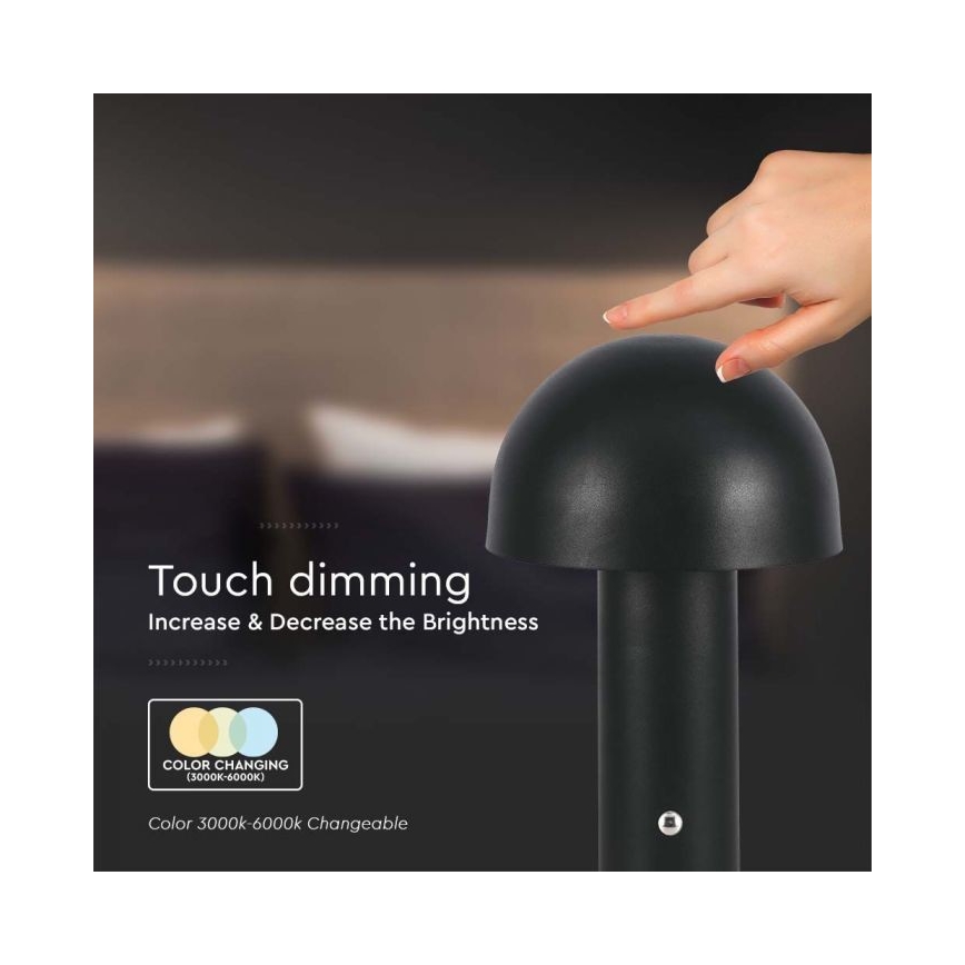 LED Lampada da tavolo touch ricaricabile e dimmerabile LED/1W/5V 3000-6000K 1800 mAh nero