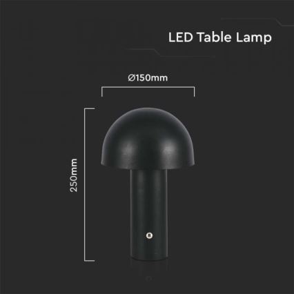 LED Lampada da tavolo touch ricaricabile e dimmerabile LED/1W/5V 3000-6000K 1800 mAh nero