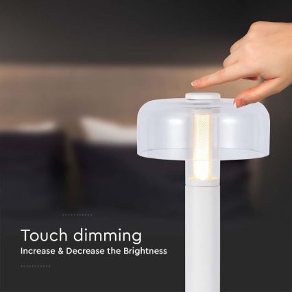 LED Lampada da tavolo touch ricaricabile e dimmerabile LED/1W/5V 3000K 1800 mAh bianco