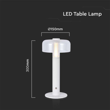 LED Lampada da tavolo touch ricaricabile e dimmerabile LED/1W/5V 3000K 1800 mAh bianco