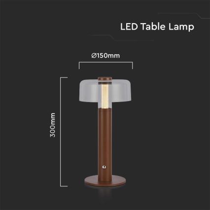 LED Lampada da tavolo touch ricaricabile e dimmerabile LED/1W/5V 3000K 1800 mAh marrone