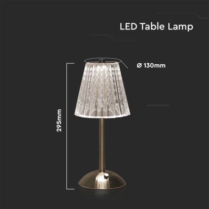 LED Lampada da tavolo touch ricaricabile e dimmerabile LED/2,4W/5V 3000-6000K 1800 mAh cromo lucido