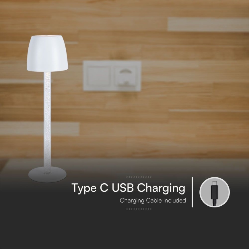 LED Lampada da tavolo touch ricaricabile e dimmerabile LED/3W/5V 3000K 1800 mAh bianco