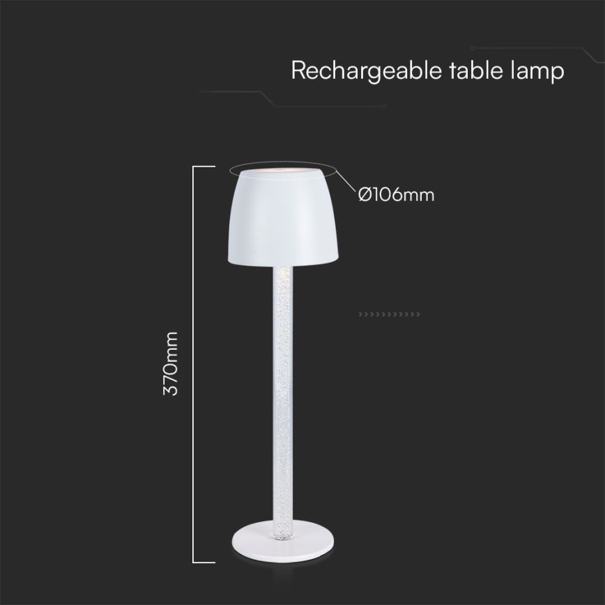 LED Lampada da tavolo touch ricaricabile e dimmerabile LED/3W/5V 3000K 1800 mAh bianco
