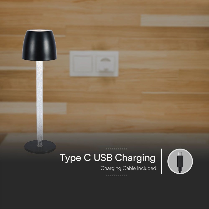 LED Lampada da tavolo touch ricaricabile e dimmerabile LED/3W/5V 3000K 1800 mAh nero