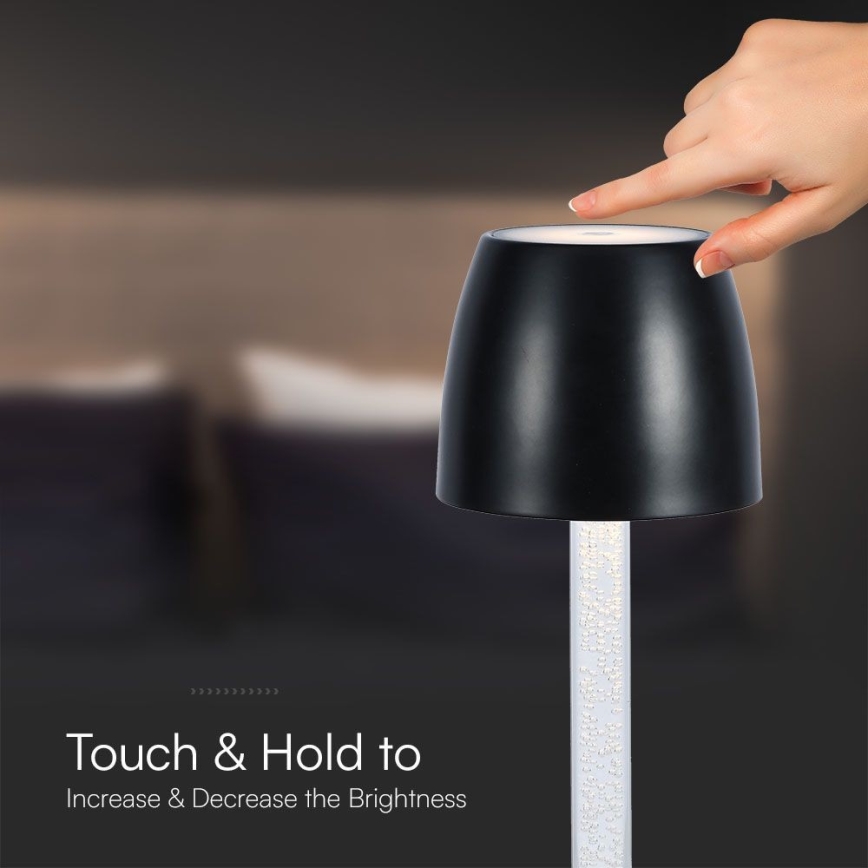 LED Lampada da tavolo touch ricaricabile e dimmerabile LED/3W/5V 3000K 1800 mAh nero