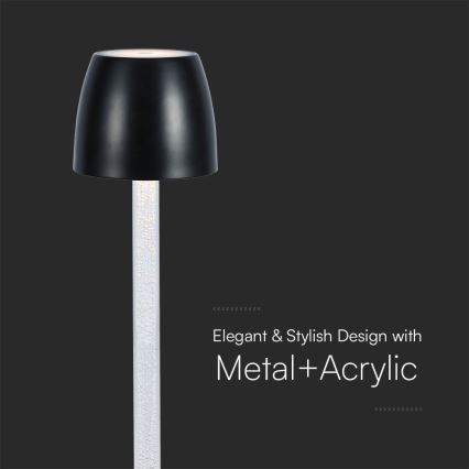 LED Lampada da tavolo touch ricaricabile e dimmerabile LED/3W/5V 3000K 1800 mAh nero