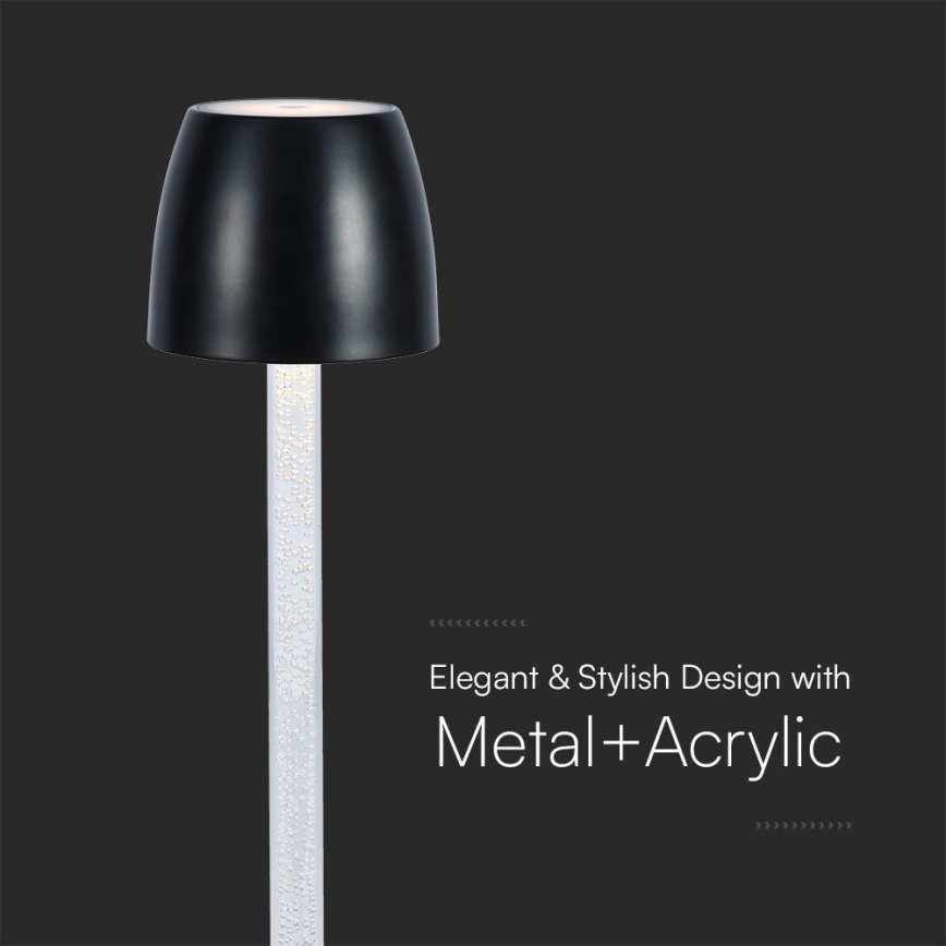 LED Lampada da tavolo touch ricaricabile e dimmerabile LED/3W/5V 3000K 1800 mAh nero