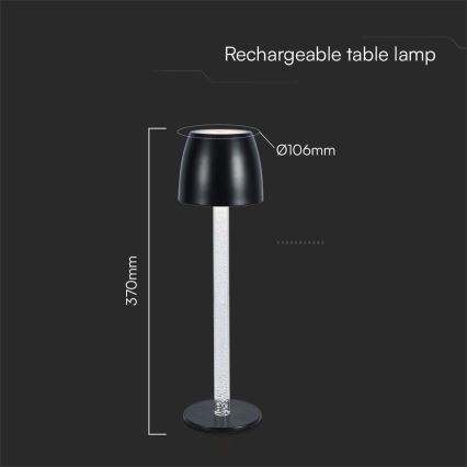 LED Lampada da tavolo touch ricaricabile e dimmerabile LED/3W/5V 3000K 1800 mAh nero