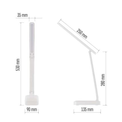 LED Lampada da tavolo ricaricabile dimmerabile LED/5W/3,7V 3000K/4000K/6500K 800mAh bianco