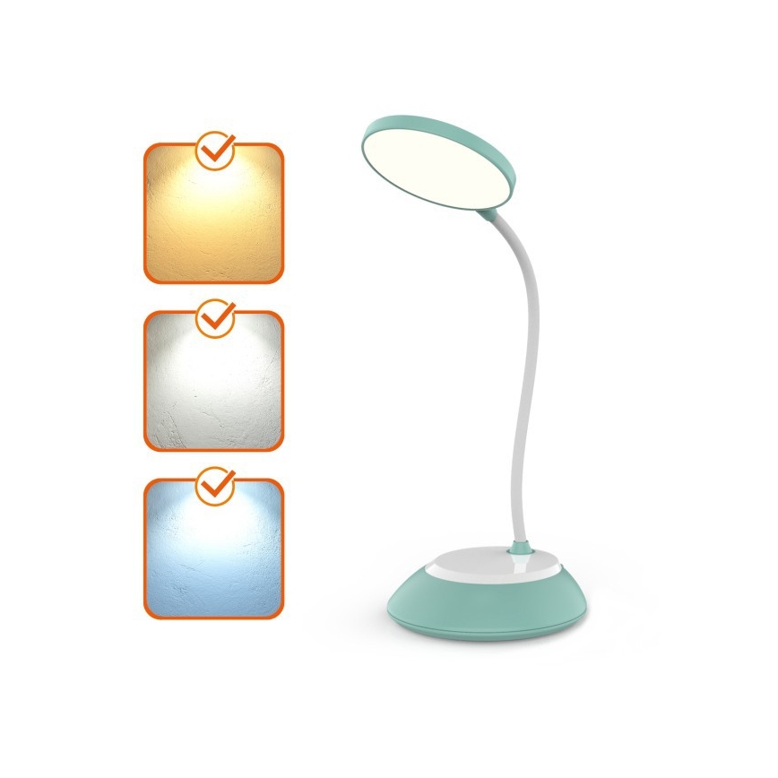 LED Lampada da tavolo ricaricabile dimmerabile VISUA LED/5W/5V 3000-5000K 1200 mAh turchese