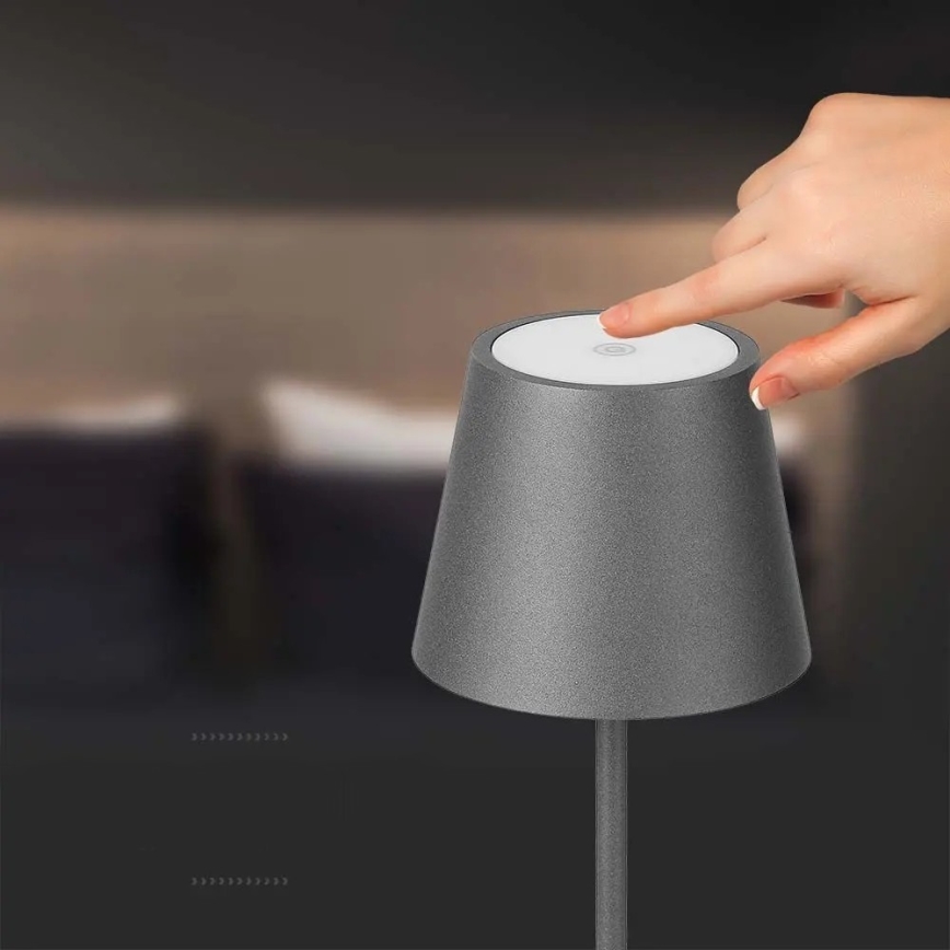 LED Lampada da tavolo ricaricabile touch dimmerabile LED/2W/5V 4400 mAh 3000K IP54 grigio