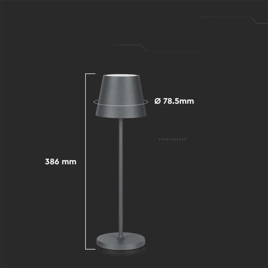 LED Lampada da tavolo ricaricabile touch dimmerabile LED/2W/5V 4400 mAh 3000K IP54 grigio