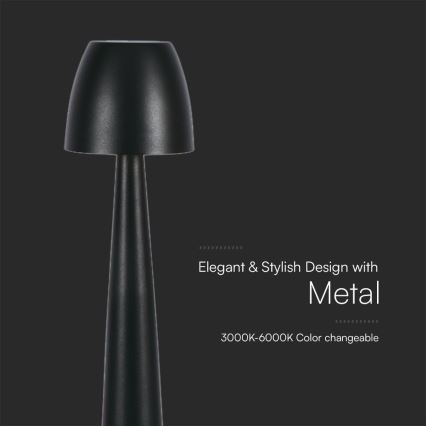LED Lampada da tavolo touch ricaricabile e dimmerabile LED/3W/5V 3000-6000K 1800 mAh nero