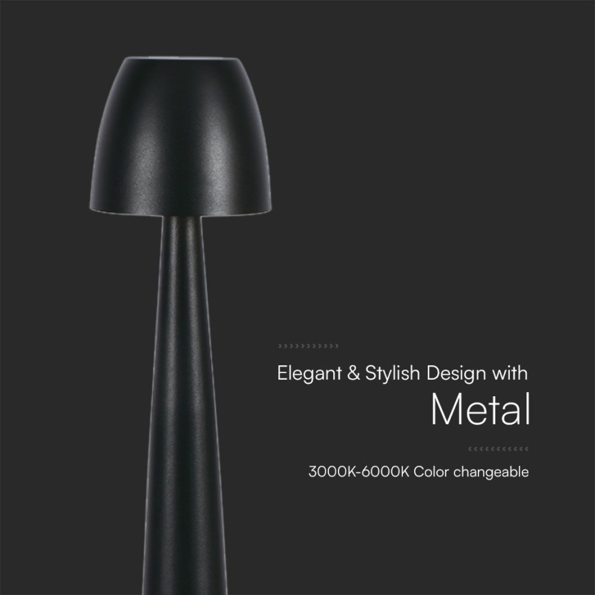 LED Lampada da tavolo touch ricaricabile e dimmerabile LED/3W/5V 3000-6000K 1800 mAh nero
