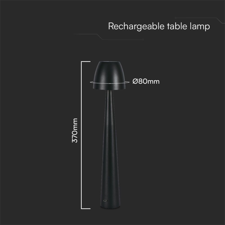 LED Lampada da tavolo touch ricaricabile e dimmerabile LED/3W/5V 3000-6000K 1800 mAh nero