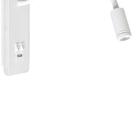 LED Lampada flessibile da parete con base USB 1xLED/8W+1xLED/2W/230V bianco