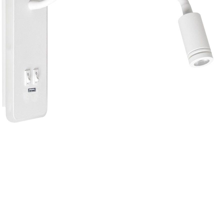 LED Lampada flessibile da parete con base USB 1xLED/8W+1xLED/2W/230V bianco