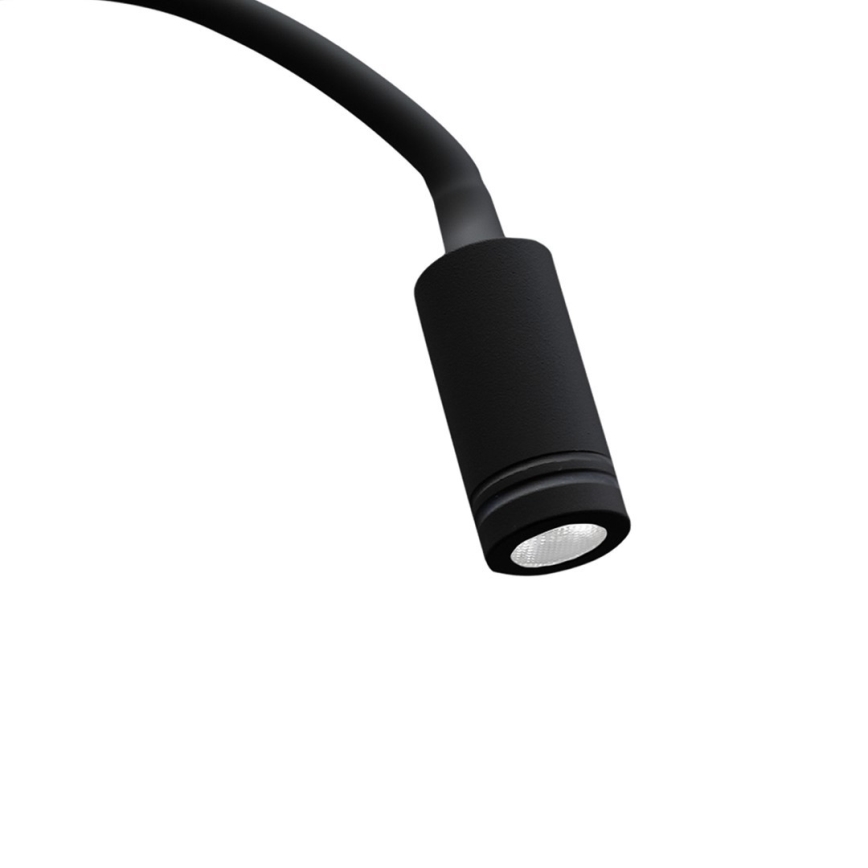 LED Lampada flessibile da parete con base USB 1xLED/8W+1xLED/2W/230V nero
