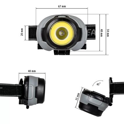 LED Lampada frontale 2xLED/3xAAA IP44 170 lm