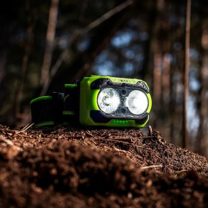 Lampada frontale LED ricaricabile a intensità regolabile con sensore e luce rossa LED/10W/5V/3xAAA IP44 600 lm 1200 mAh