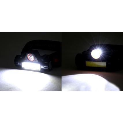 LED Lampada frontale ricaricabile LED/1200mAh nero/rosso