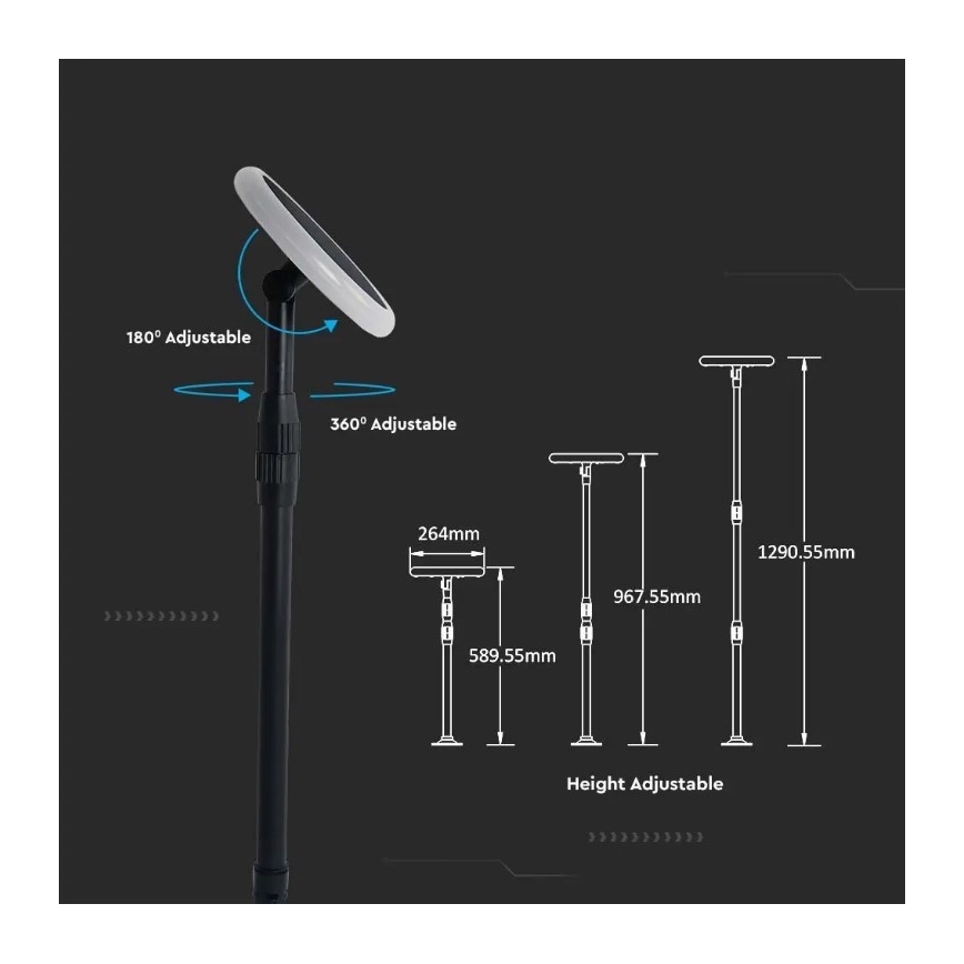 LED Lampada solare regolabile GARDEN LED/8W/5V 60-129 cm 4000K IP65