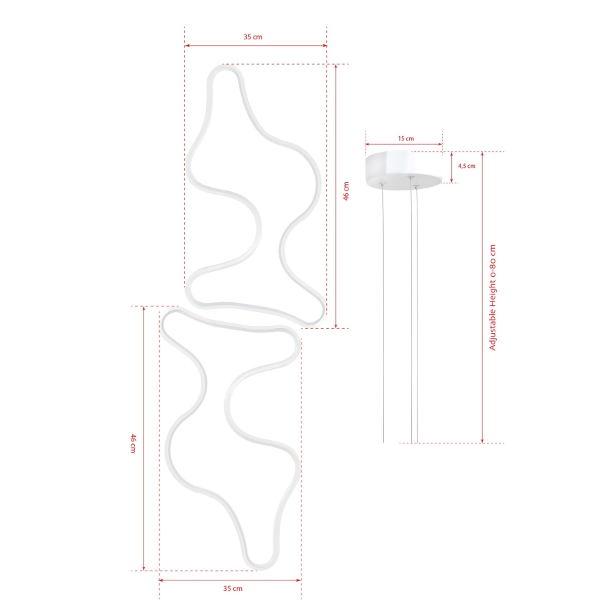 LED Lampadario a filo DUPLE ARTISAN LED/80W/230V 6500K bianco