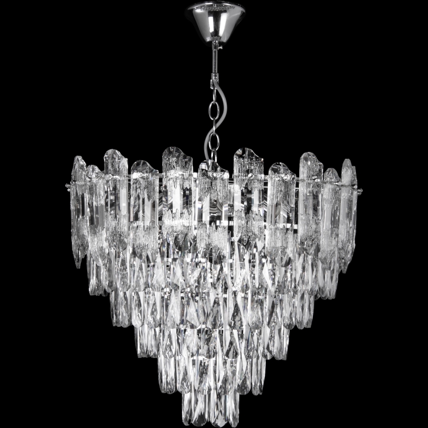 LED Lampadario a sospensione con catena 9xE27/60W/230V + 6xLED/6W diametro 50 cm cromo lucido