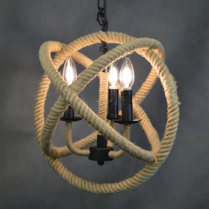 LED Lampadario a sospensione con catena ROPE GLOBO 3xE14/4,3W/230V