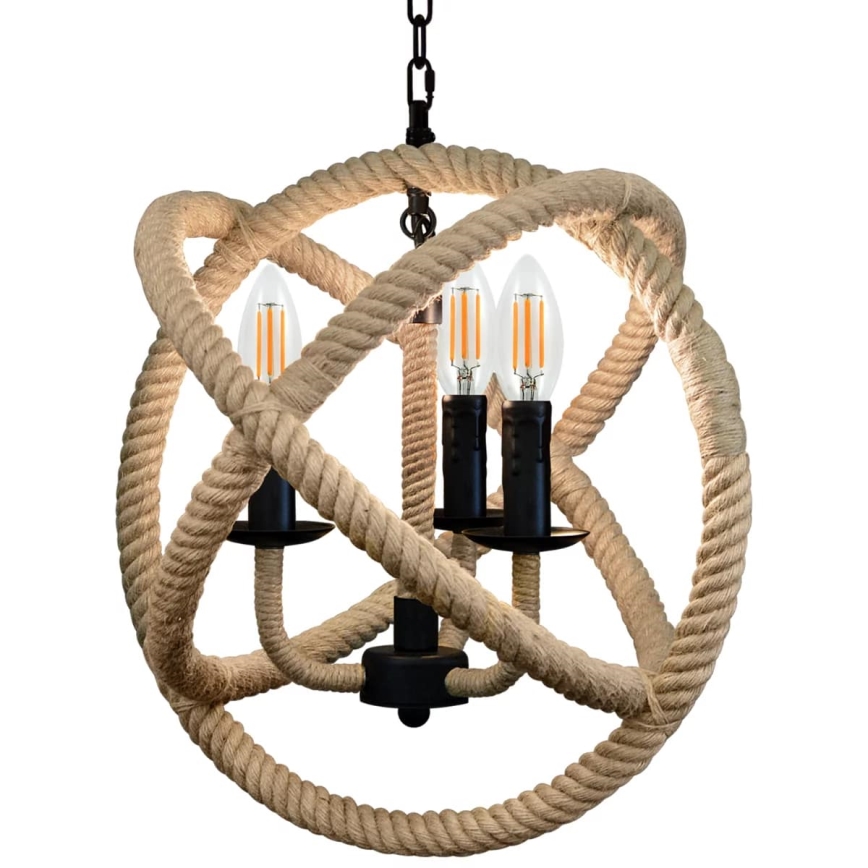 LED Lampadario a sospensione con catena ROPE GLOBO 3xE14/4,3W/230V