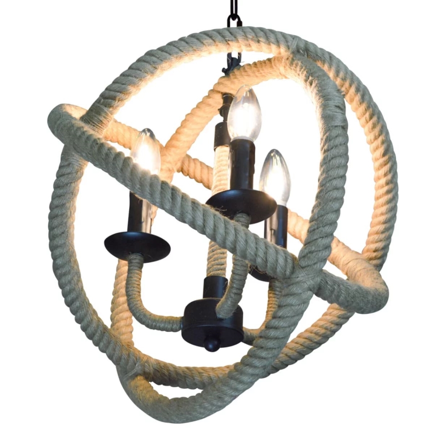 LED Lampadario a sospensione con catena ROPE GLOBO 3xE14/4,3W/230V