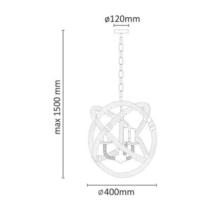 LED Lampadario a sospensione con catena ROPE GLOBO 3xE14/4,3W/230V