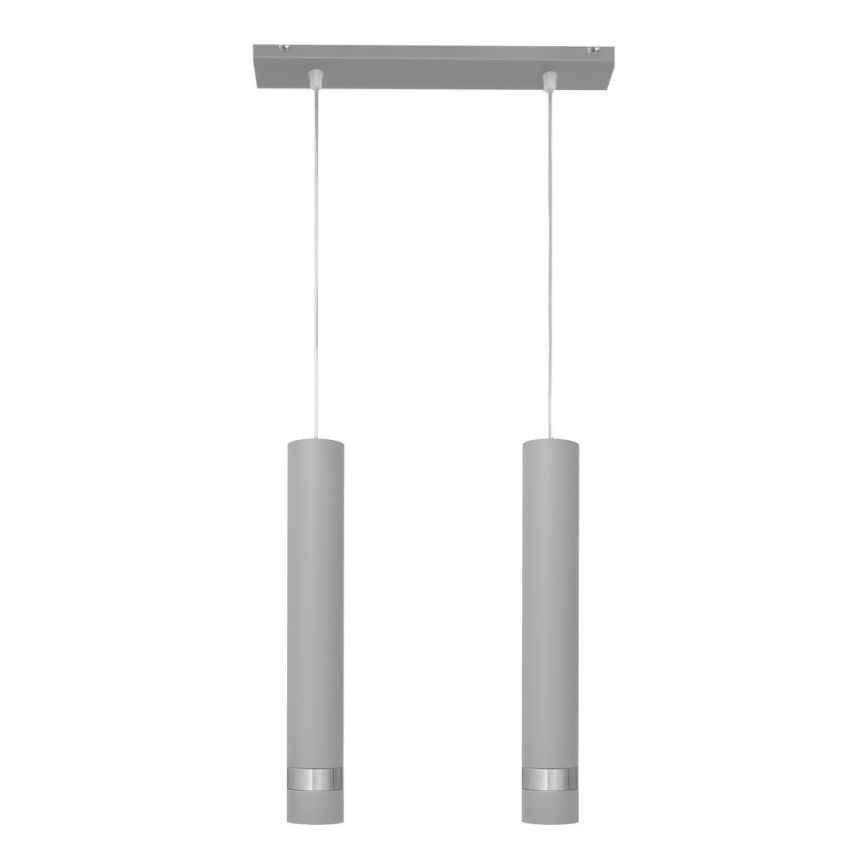 LED Lampadario a sospensione con filo TUBA 2xGU10/4,8W/230V grigio/cromo opaco
