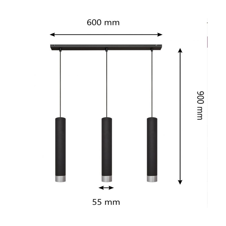 LED Lampadario a sospensione con filo TUBA 3xGU10/4,8W/230V
