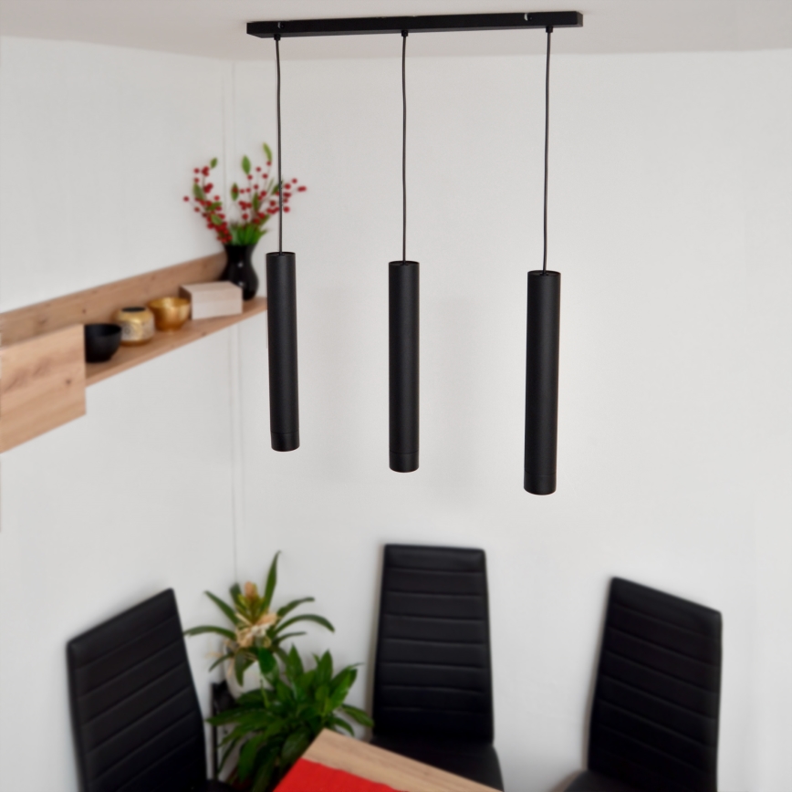 LED Lampadario a sospensione con filo TUBA 3xGU10/4,8W/230V nero