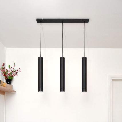 LED Lampadario a sospensione con filo TUBA 3xGU10/4,8W/230V nero