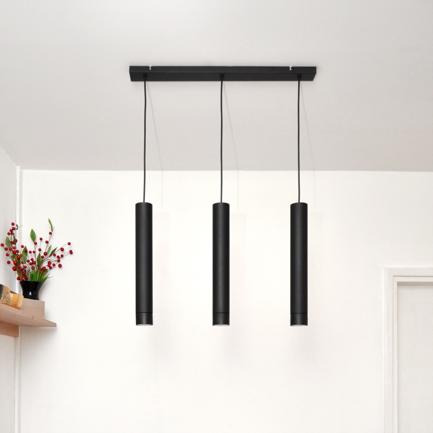 LED Lampadario a sospensione con filo TUBA 3xGU10/4,8W/230V nero