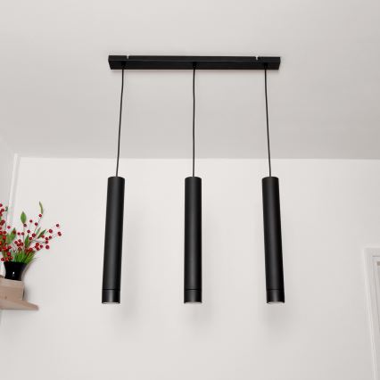 LED Lampadario a sospensione con filo TUBA 3xGU10/4,8W/230V nero