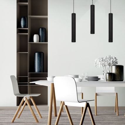 LED Lampadario a sospensione con filo TUBA 3xGU10/4,8W/230V nero
