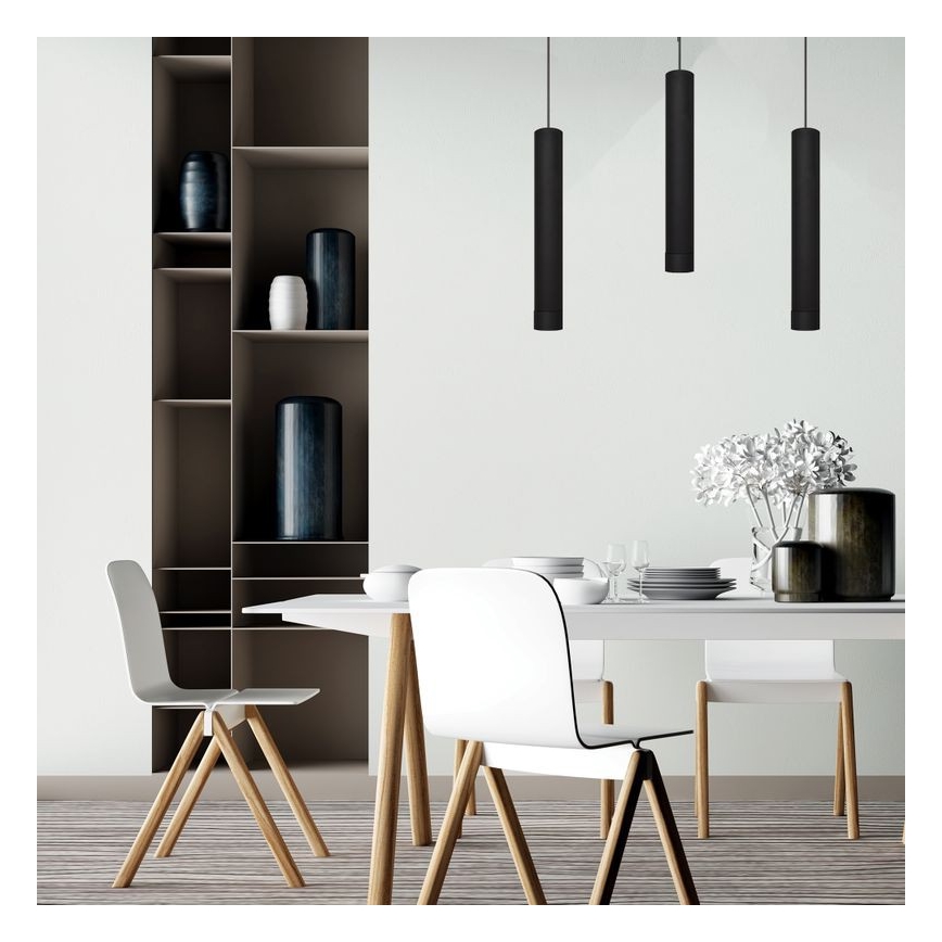 LED Lampadario a sospensione con filo TUBA 3xGU10/4,8W/230V nero