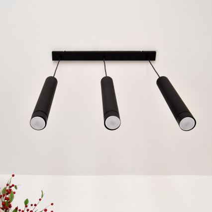 LED Lampadario a sospensione con filo TUBA 3xGU10/4,8W/230V nero